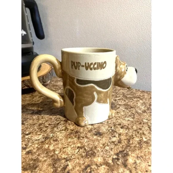 RARE Vintage 3D Pup-uccino Mug - 1970's Puppy Coffee Mug - Brown Dog Cup - Picture 7 of 10
